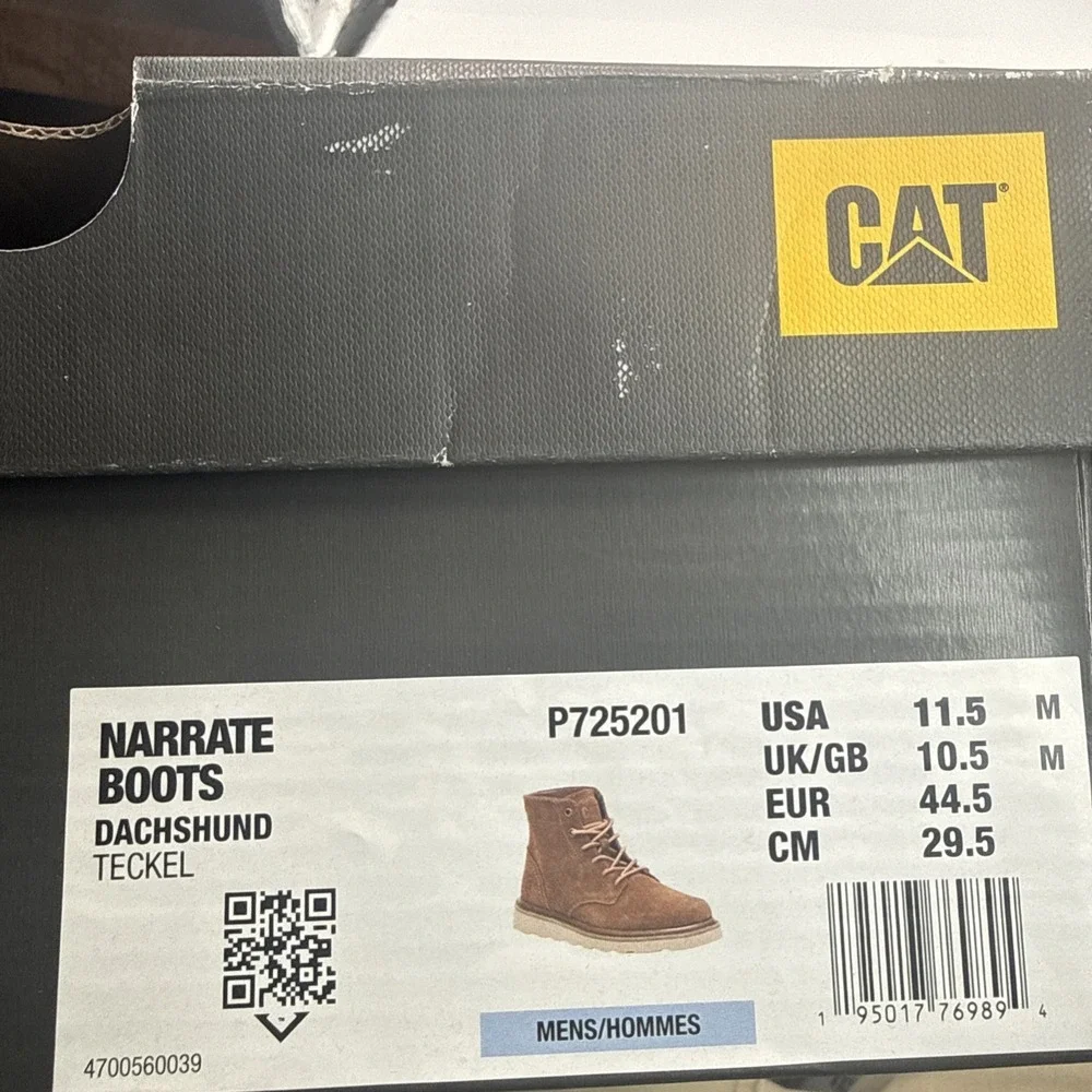 Cat Footwear Men's Narrate Work Boots Dachshund Size 11.5 P725201 (New With Box)
